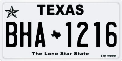 TX license plate BHA1216
