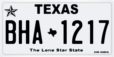 TX license plate BHA1217