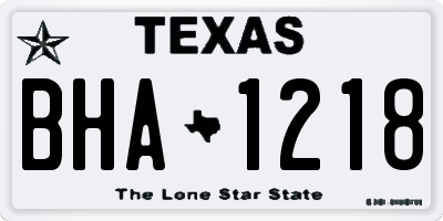 TX license plate BHA1218