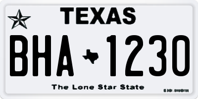TX license plate BHA1230
