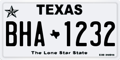 TX license plate BHA1232