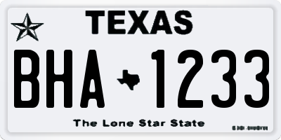 TX license plate BHA1233