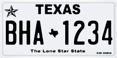 TX license plate BHA1234
