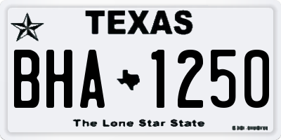 TX license plate BHA1250