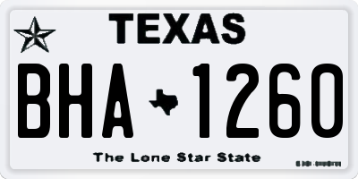 TX license plate BHA1260