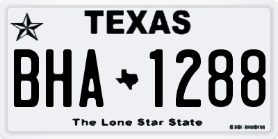 TX license plate BHA1288