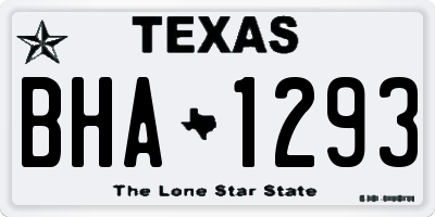 TX license plate BHA1293