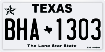 TX license plate BHA1303