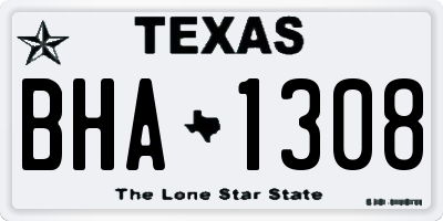TX license plate BHA1308