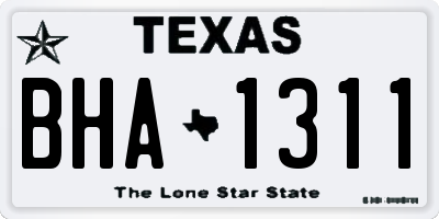 TX license plate BHA1311