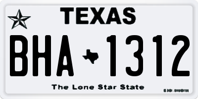 TX license plate BHA1312