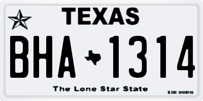 TX license plate BHA1314