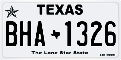 TX license plate BHA1326