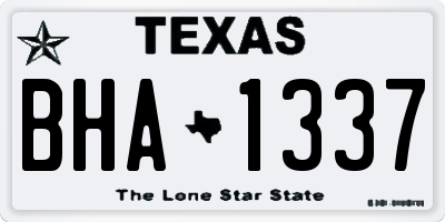 TX license plate BHA1337