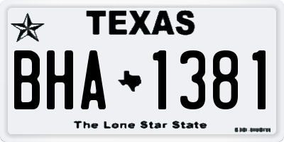 TX license plate BHA1381