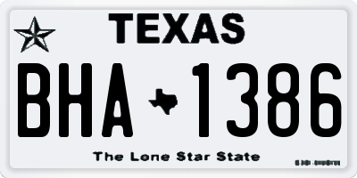 TX license plate BHA1386