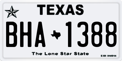 TX license plate BHA1388