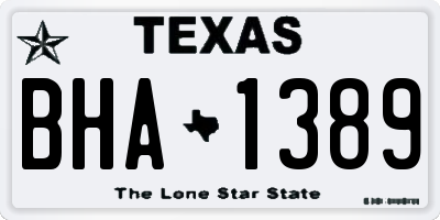 TX license plate BHA1389