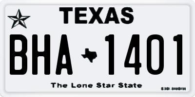 TX license plate BHA1401