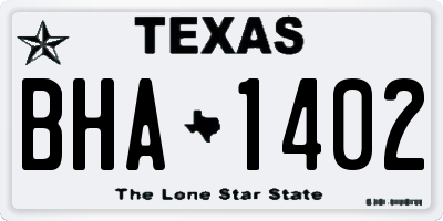 TX license plate BHA1402