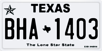 TX license plate BHA1403