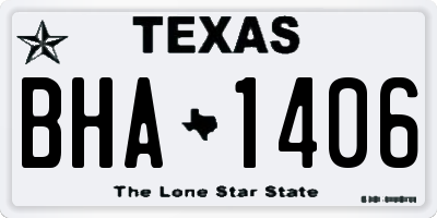 TX license plate BHA1406