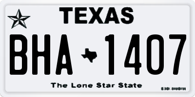 TX license plate BHA1407