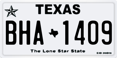 TX license plate BHA1409