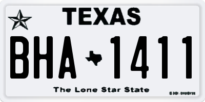 TX license plate BHA1411