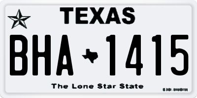 TX license plate BHA1415