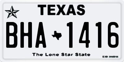 TX license plate BHA1416