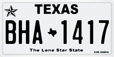 TX license plate BHA1417