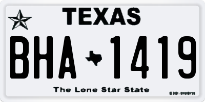 TX license plate BHA1419