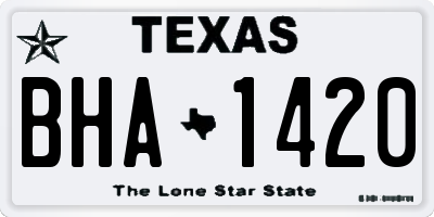 TX license plate BHA1420