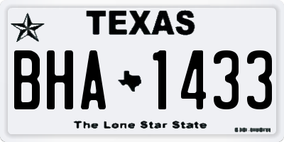 TX license plate BHA1433