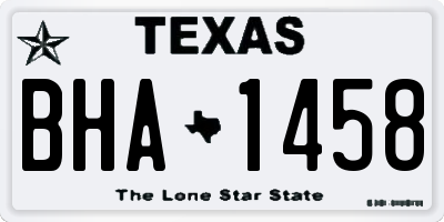 TX license plate BHA1458