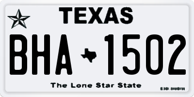 TX license plate BHA1502