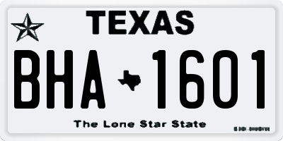 TX license plate BHA1601