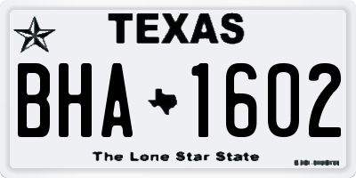 TX license plate BHA1602