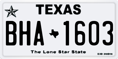 TX license plate BHA1603