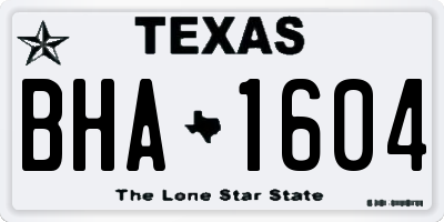 TX license plate BHA1604