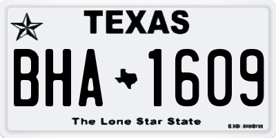TX license plate BHA1609