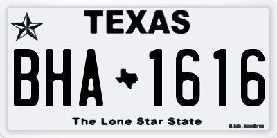 TX license plate BHA1616