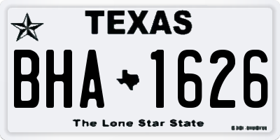 TX license plate BHA1626