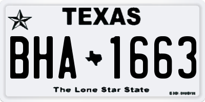 TX license plate BHA1663