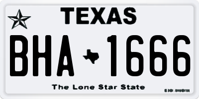 TX license plate BHA1666