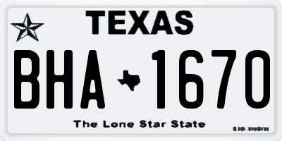 TX license plate BHA1670