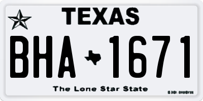 TX license plate BHA1671