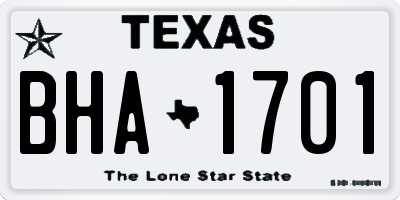 TX license plate BHA1701