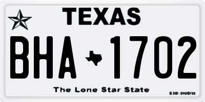 TX license plate BHA1702